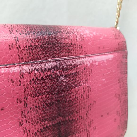 Michael Kors Pink Leather Python Printed Chain Strap Crossbody Bag - Picture 16 of 16
